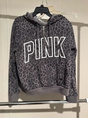 Victoria's Secret PINK Gray Leopard Half-Zip Hoodie